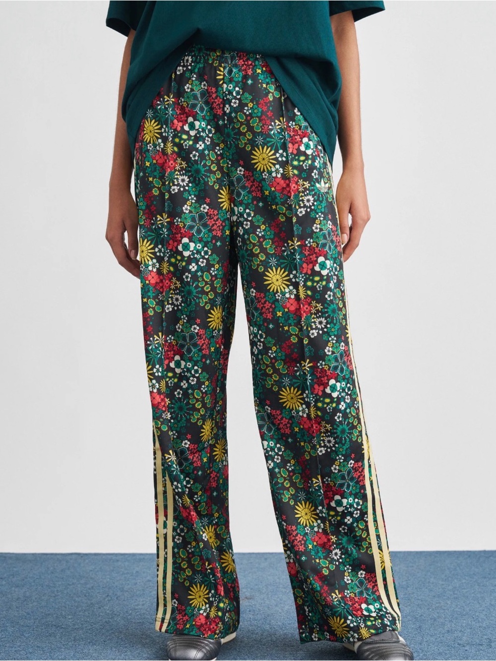 Adidas X Liberty London Floral Track Pants with Green, Yellow & Pink Accents